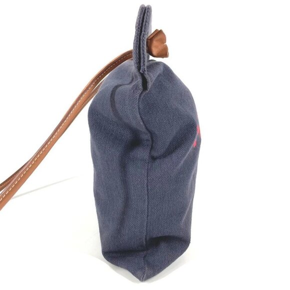 HERMES logo Aline MM Shoulder Bag ToileChevron / Leather Blue indigo Navy/Red - Picture 4 of 16